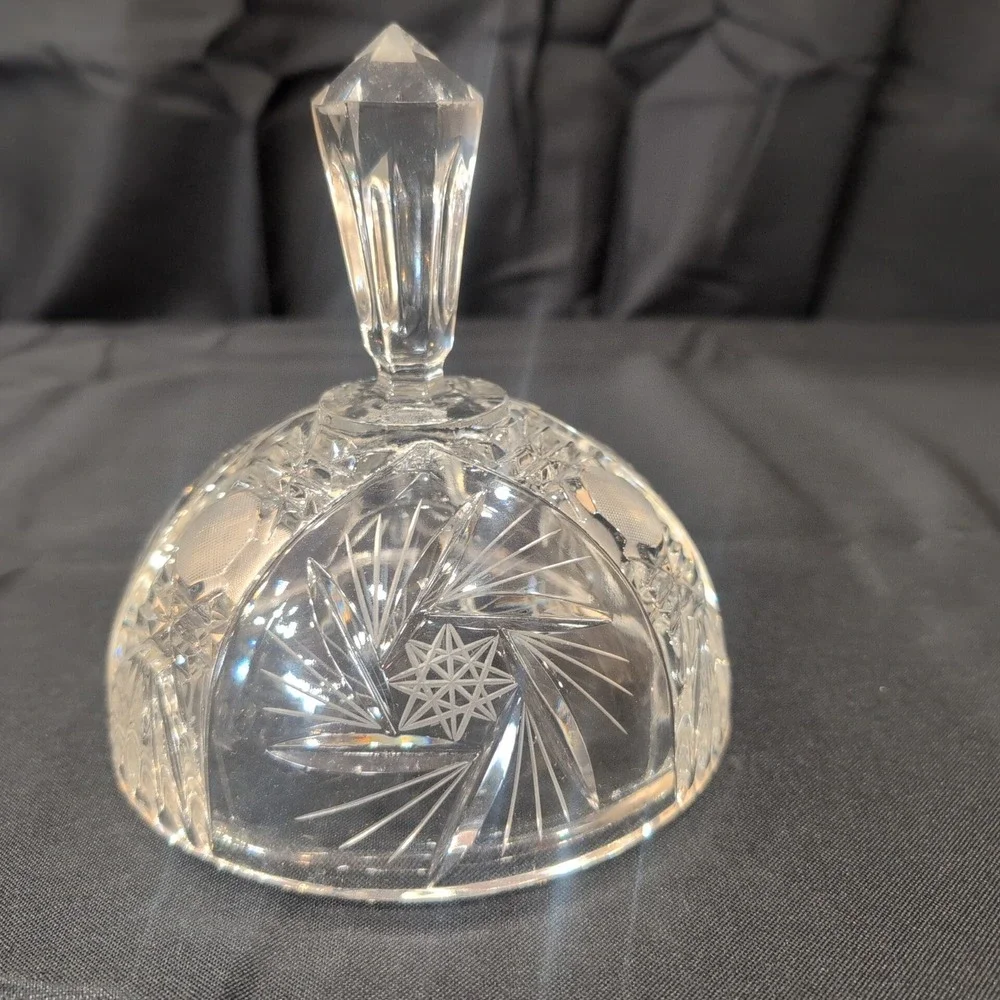 Vintage American Brilliant Style Cut Glass Lidded Candy Dish Pinwheel Starburst - Picture 5 of 8